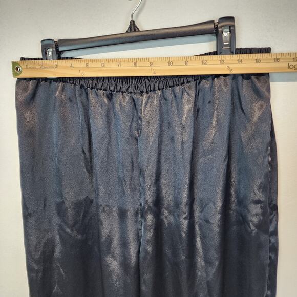 Vintage Ivy & Annabelle Floral Satin Pajama Set Size L Elastic Waist Pants - Picture 10 of 14